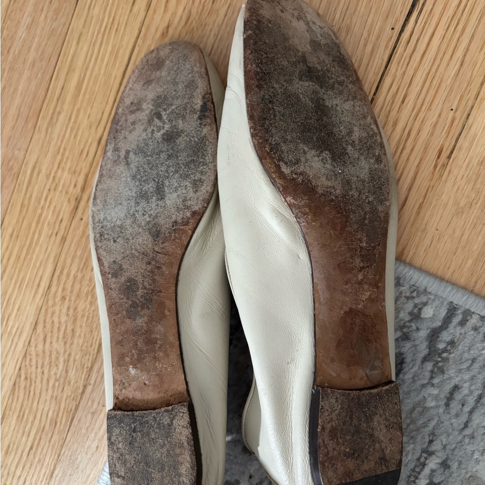 BY FAR - PRUDENCE - Cream Leather Slip-On Flats - Picture 9 of 10